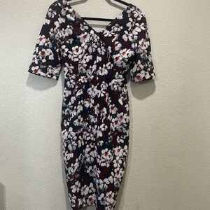 Black Halo a-line mid length floral dress 6